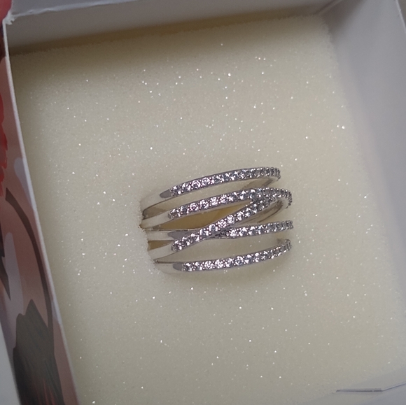 Stella & Dot Stellar Pave Silver Size 8 - Picture 4 of 7